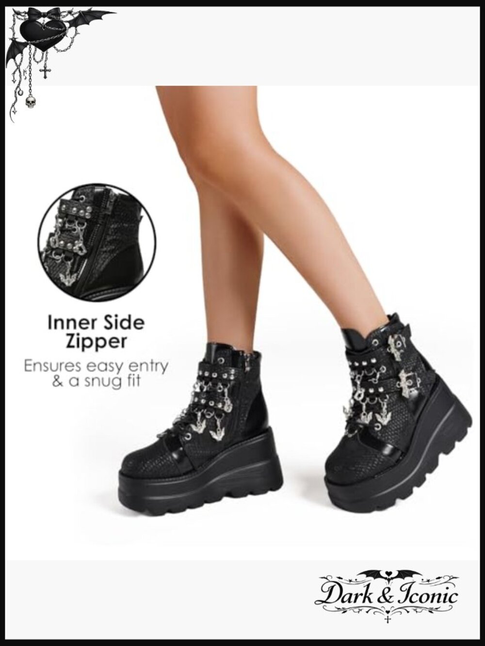 Platform Combat Boots Women Chunky Wedge Heel Ankle Boots Lace Up - Picture 6 of 7